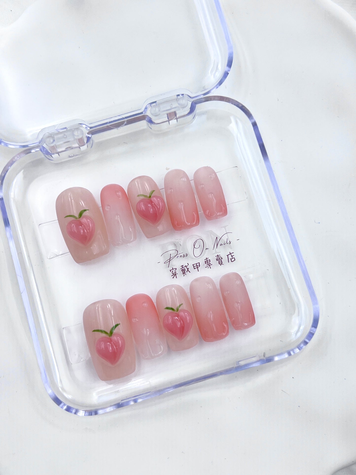 P178 Water Drop Peach Wearing Armor Handmade press on nails