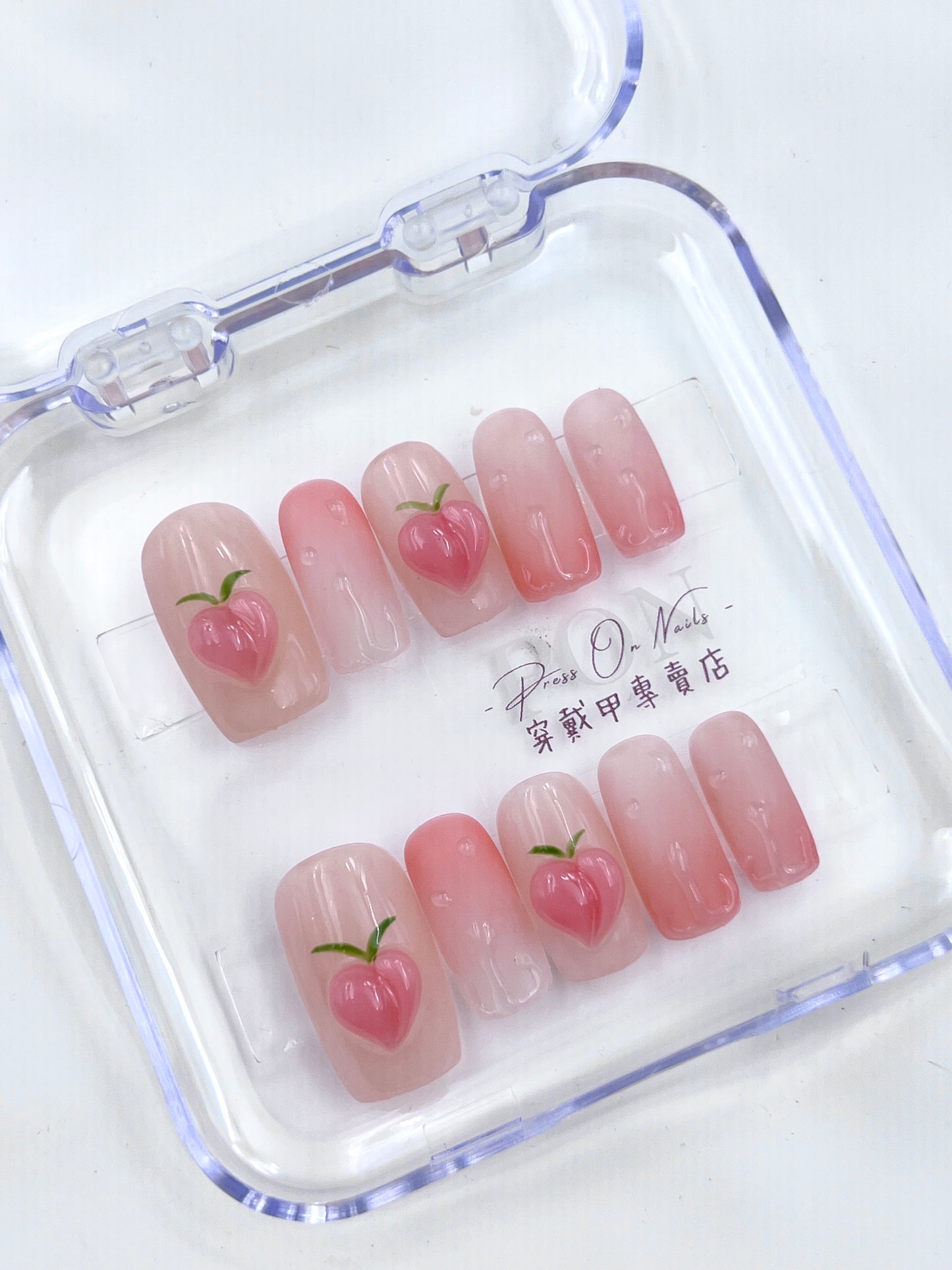 P178 Water Drop Peach Wearing Armor Handmade press on nails