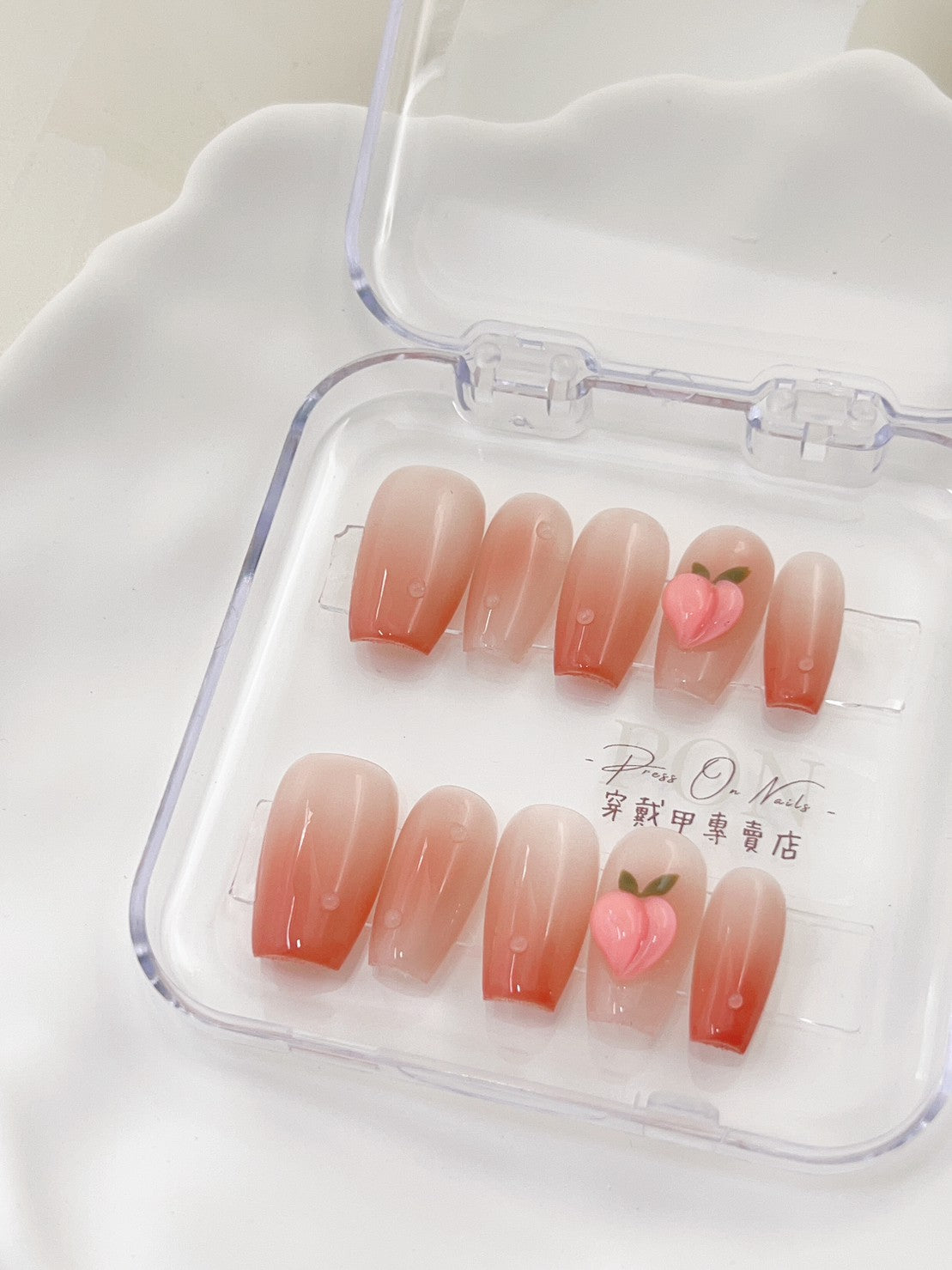 M529 Human Peach Purely Handmade press on nails