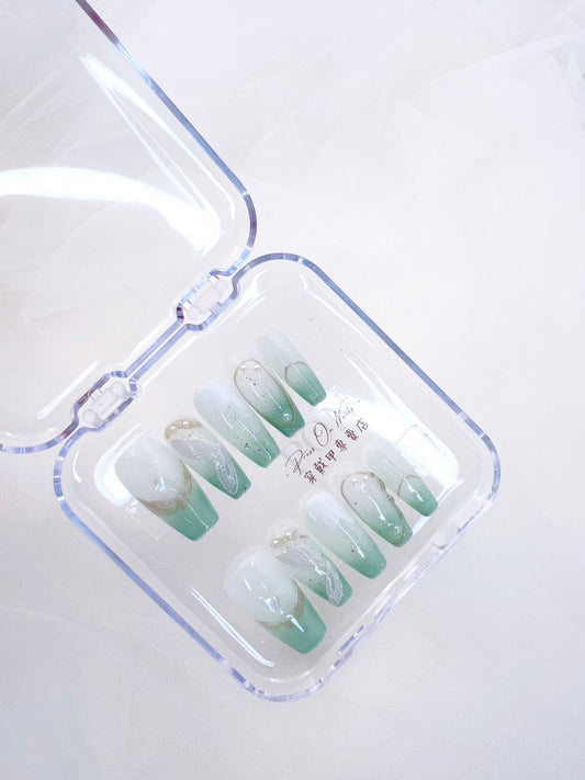 P229 Aqua Angel Wings  Long press on nails